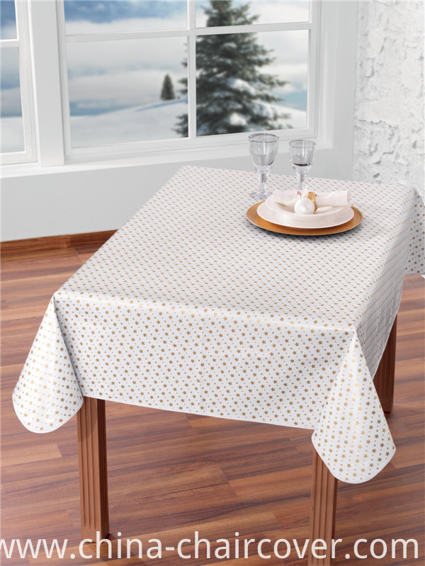 Hot Sale Custom Printed Plastic Tablecloth with Nonwoven/Fabric Backing High Quality LFGB